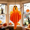 Reusable Halloween Ghost Pendant Glowing Hanging Decor, Fabric Light Up Ornament for Window Durable Prop Door, Spooky Yard Patio Decoration