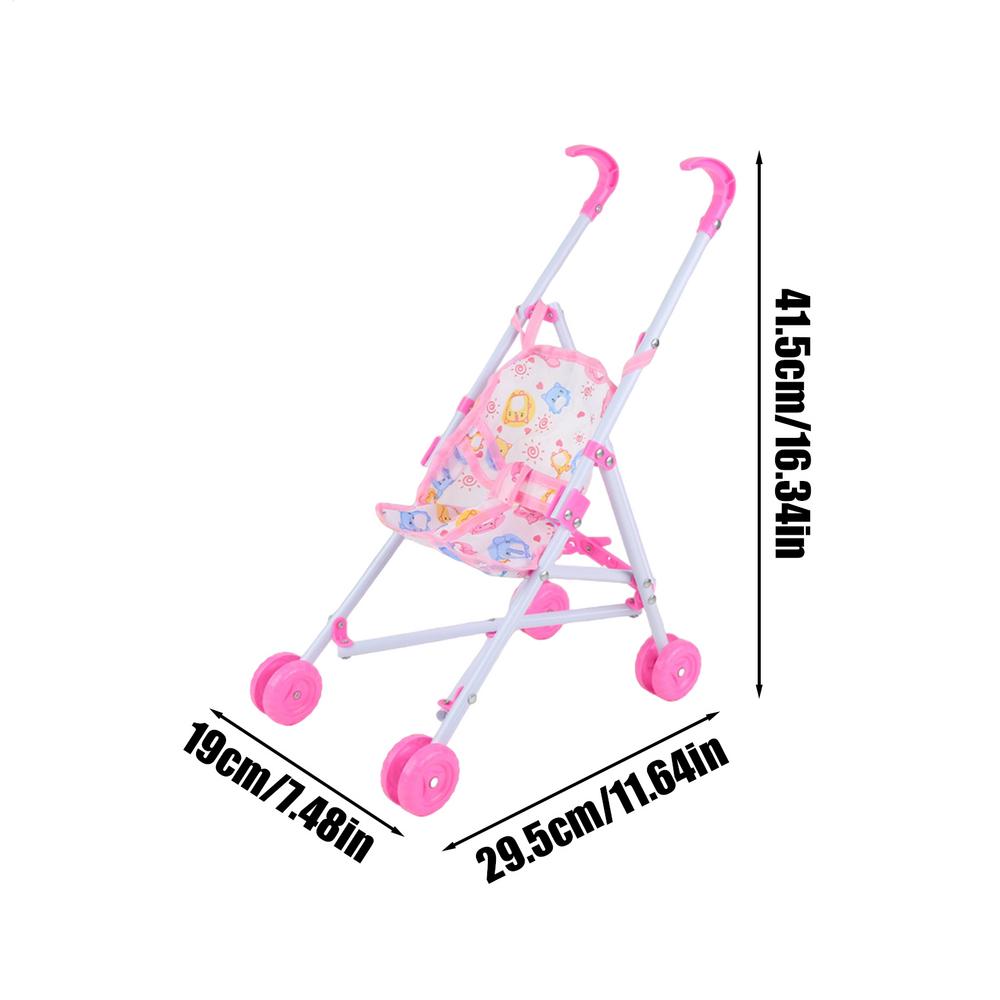 Baby Doll Stroller Toy Realistic Play Stroller For Kids Pretend Play Doll Accessories for Boys and Girls with T-Shaped Belt красный