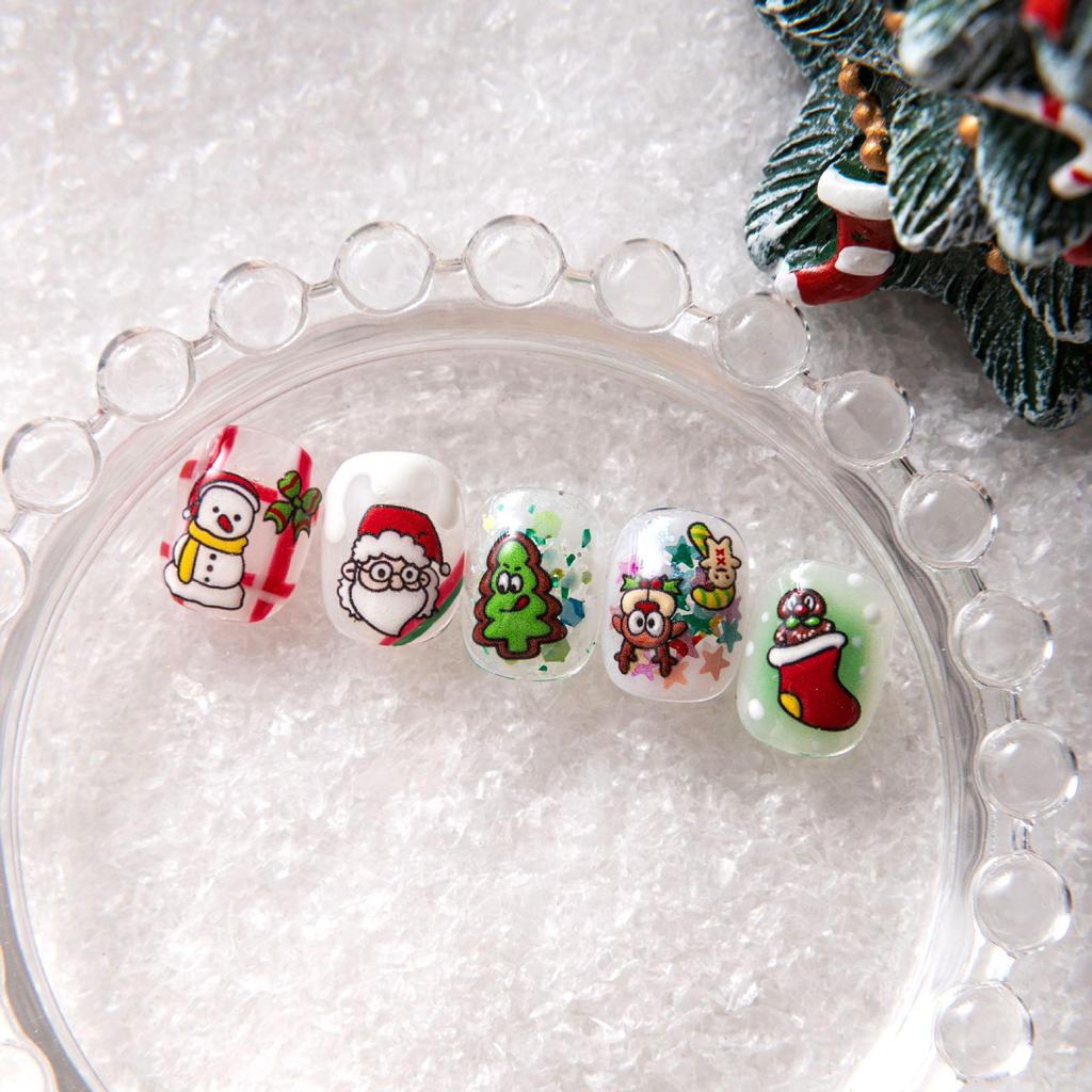 Cyansea Christmas 3D Cartoon Nail Stickers - Santa Claus & Tree Design