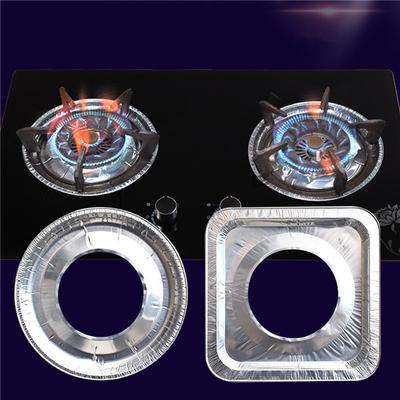 10 pièces Feuille d'Aluminium Épaisse Couvercle de Brûleur de Cuisinière Gaz Four Réutilisable pour Plaque de Cuisson à Gaz Revêtements Pad de Nettoyage Résistant à l'Huile Carré Rond