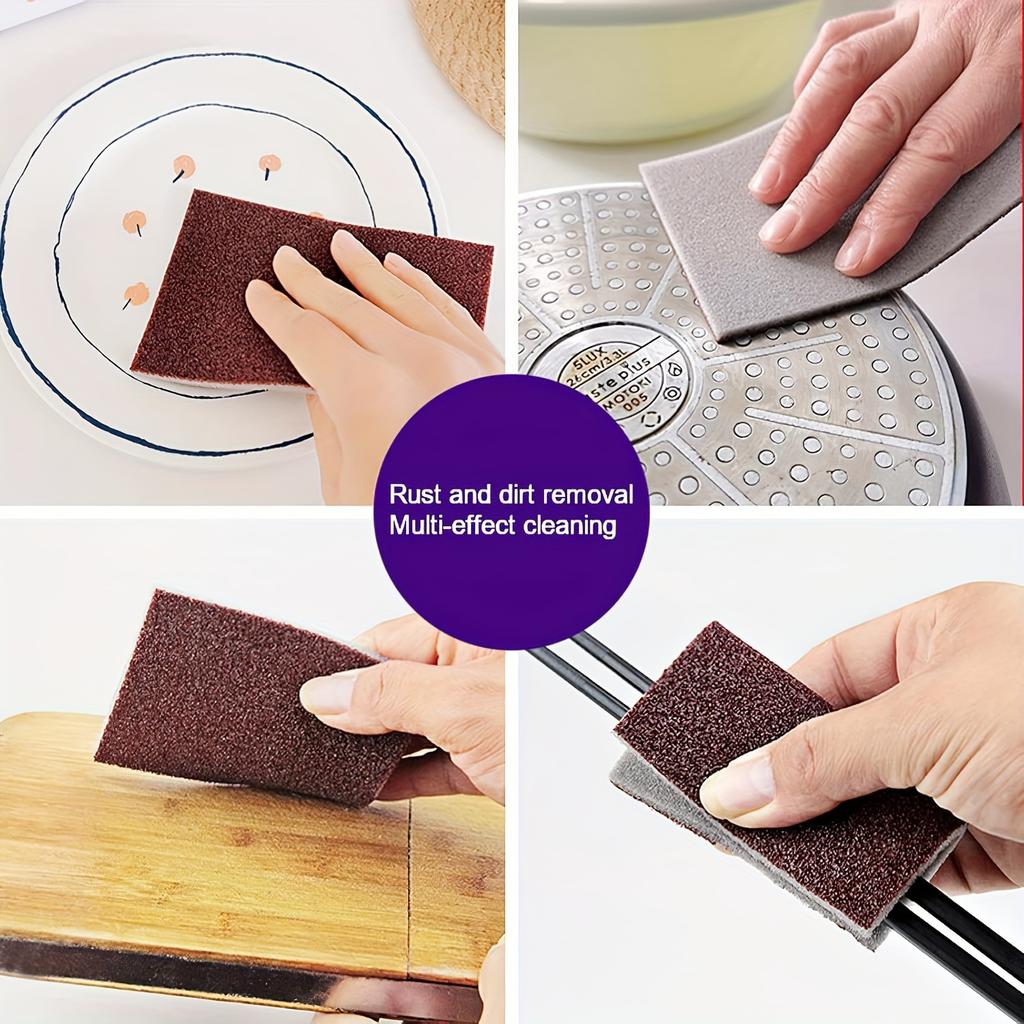 10pcs Carborundum Magic Wipe Pads Heavy-Duty Kitchen & Bathroom Cleaning Sponges, Dishwashing and Scouring Pads Kitchen Cleaning Essential
