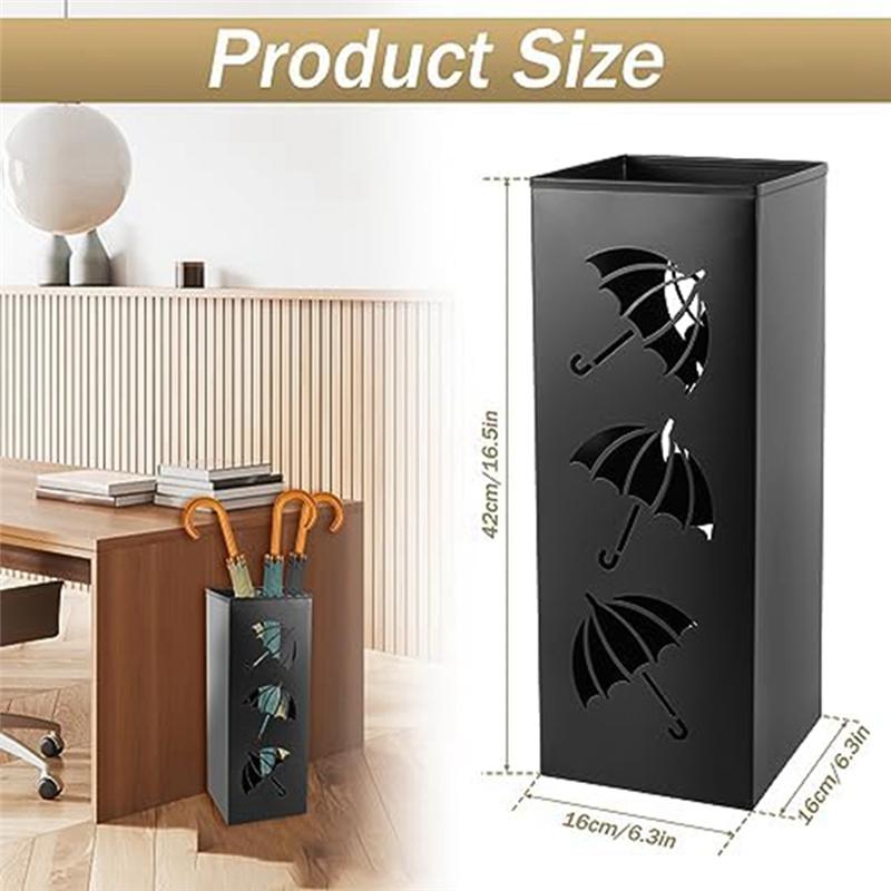 Modern Metal Umbrella Stand with Hollow Design,Waterproof Freestanding Holder for Home,Office and Hotel Entryways
