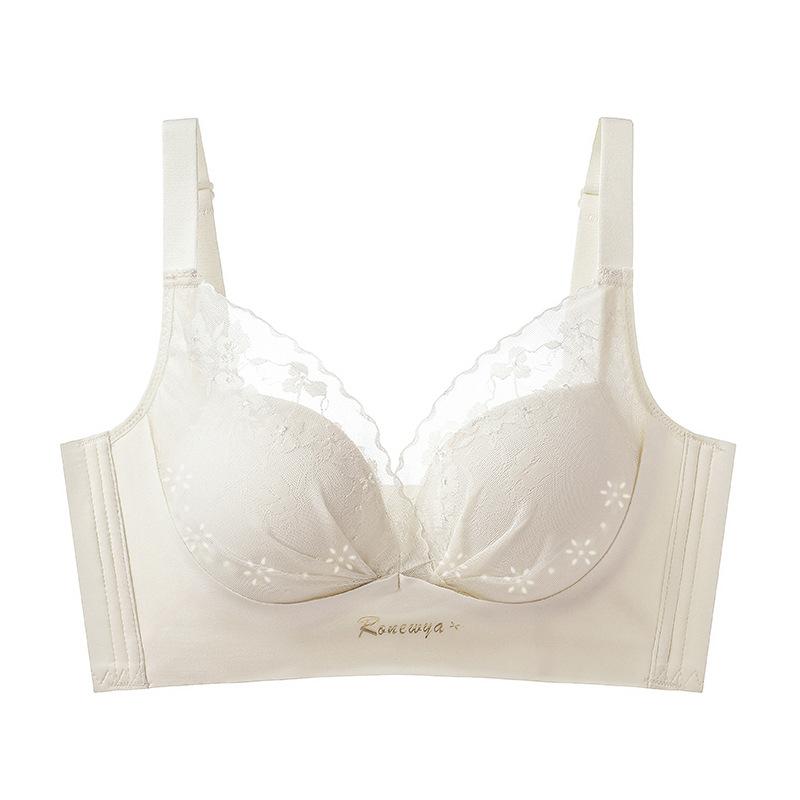 Lace Small Breasts Show Large Gathering Adjustment Type, Double Breasts, Anti-sagging, No Steel Ring Bra, Thick Cup