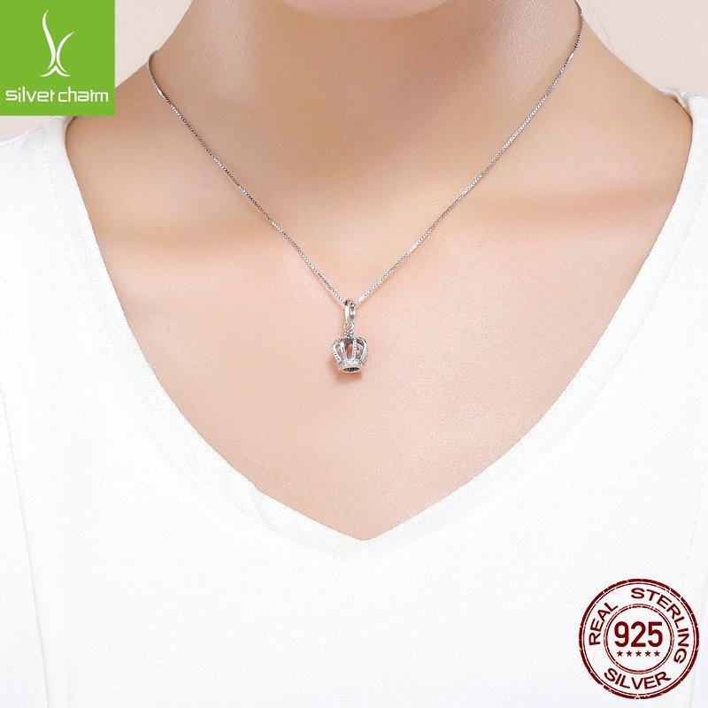 Sterling Silver Crown Pendant Necklace Charm SCC781