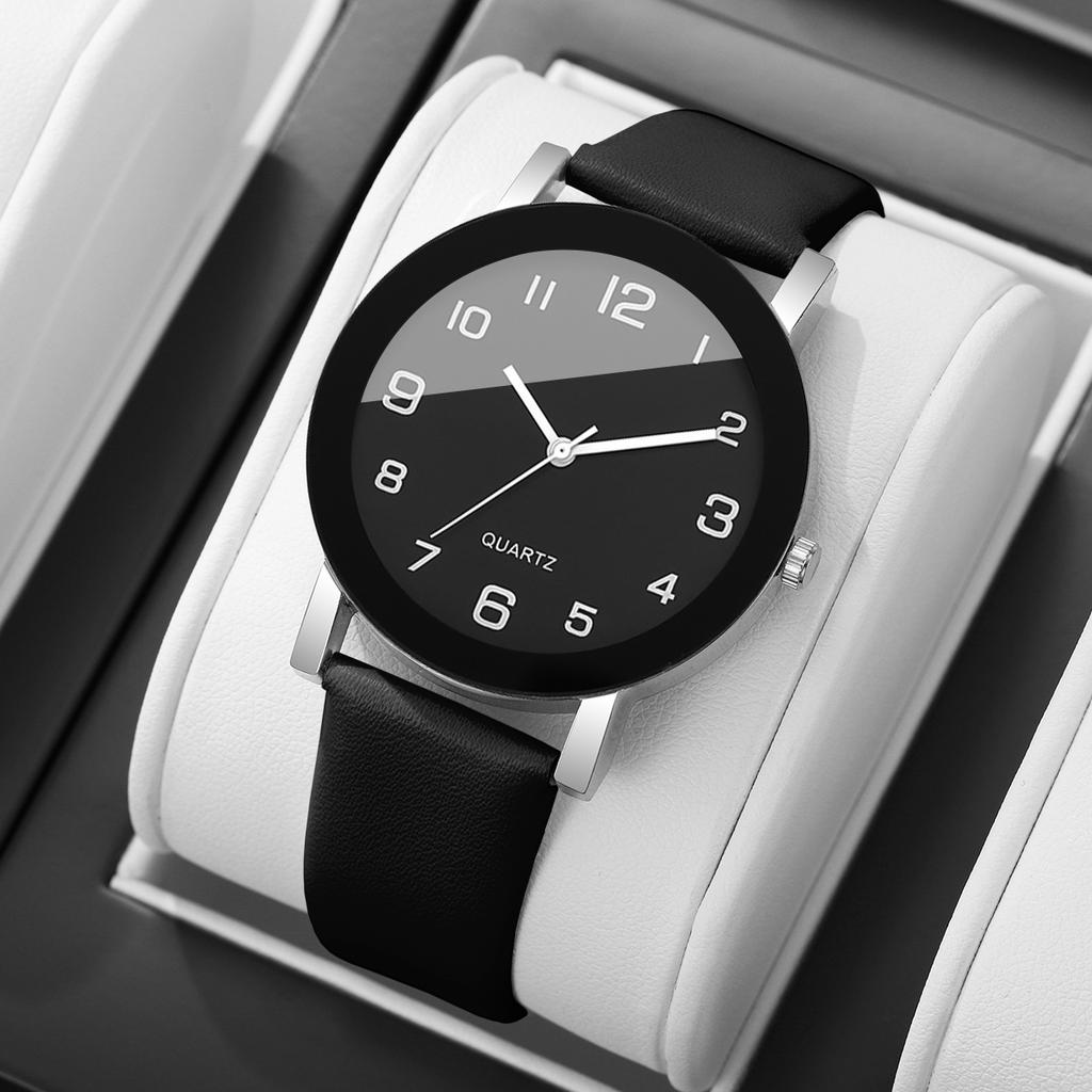 Fashion Arabic Dial Men Quartz Watch Simple Leather Strap Business Wristwatch For Man Clock Relogio Masculino (Without Box)
