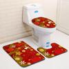 3D Christmas Bathroom Toilet Three-Piece Floor Mat Doormat Bathroom Carpet