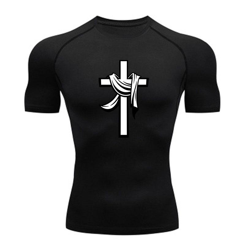 Men's Compression Athletic Workout T-Shirt, Stylish Christia