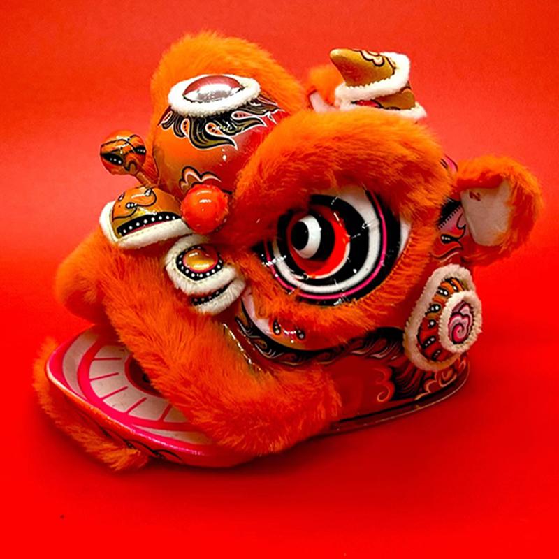 Chinese Style Mini Lion Dance Figurine Awake Lion Dance Mascot Crafts Home Office Desktop Car New Year Festival Decor Ornaments