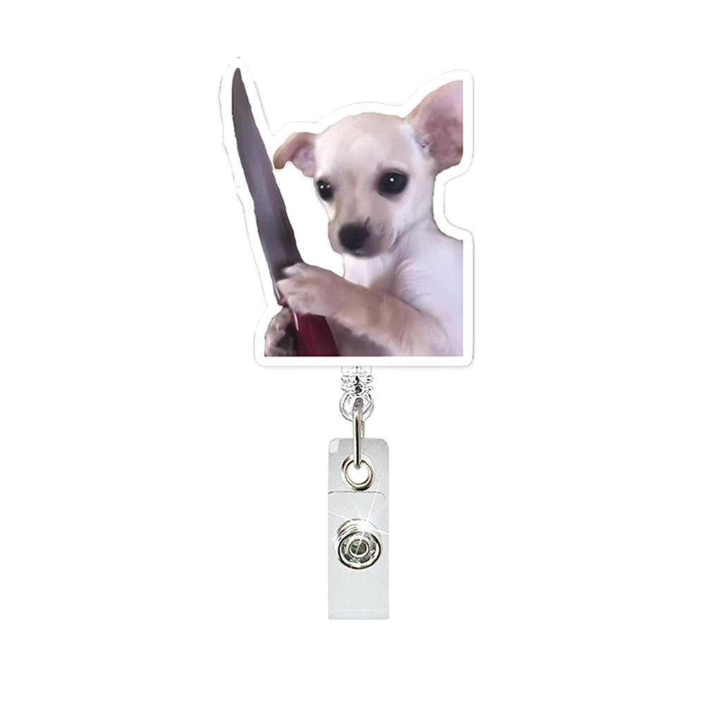 Funny Cat Expression Retractable Hospital Nurse Badge Holder Reel Cute Cartoon Meow Id Tag Work Card Holder Keychains