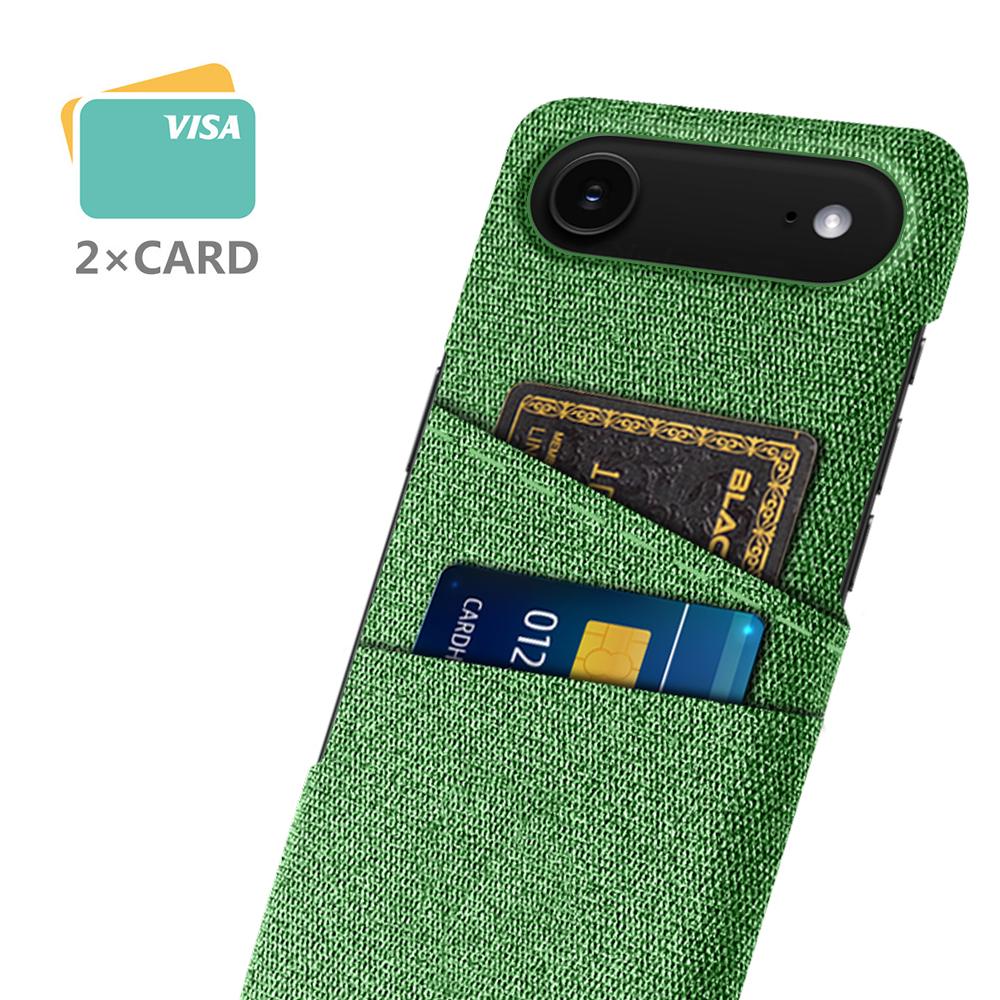 

For iPhone 17 Air Case Cloth+Hard PC Phone Cover with Dual Card Slots Yellow