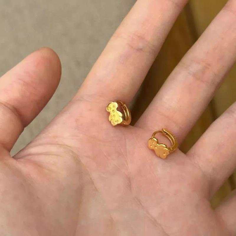 ANENJERY Geometric Bear Hoop Earrings for Women Fashionable Simple High End Exquisite Compact Earrings Jewelry Gifts