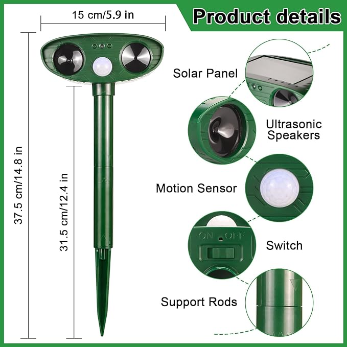 Garden Cat Repeller, Solar Garden Cat Repeller, Ultrasonic Cat Repeller, Garden Waterproof Cat Deterrent