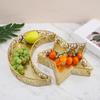 Eid Mubarak Tray Moon Star Shaped Iron Art Organizer Serving Platter Electroplated for Dining