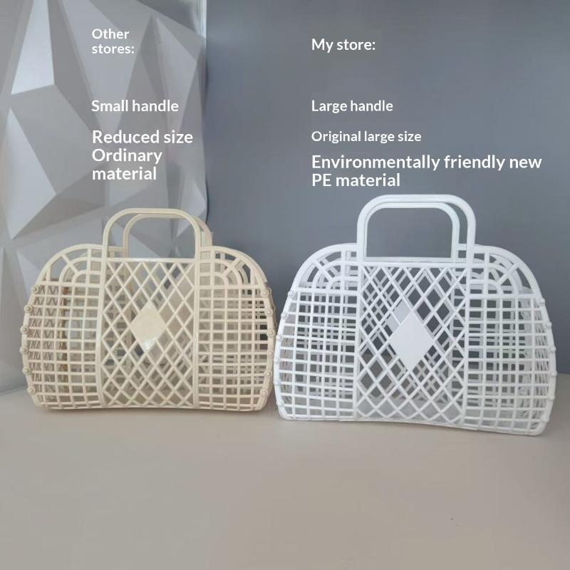 Borsa di grande capacità Borsa tote portatile per vacanze in gelatina cava Hollow Cestino da bagno portatile in plastica riutilizzabile e facile da pulire