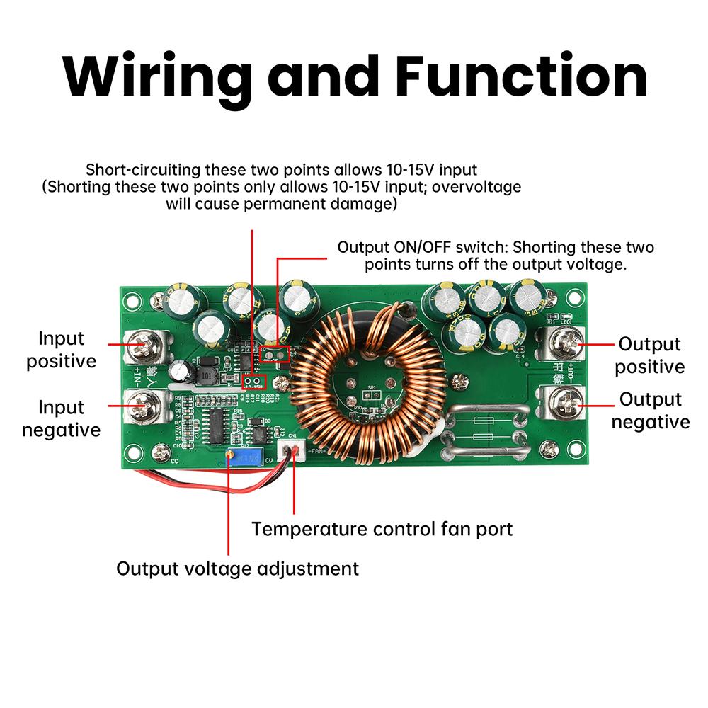 1500W 1200W DC-DC Buck Module Constant Voltage Adjustable Step-down Converter Synchronous Rectification High-Power Transformer