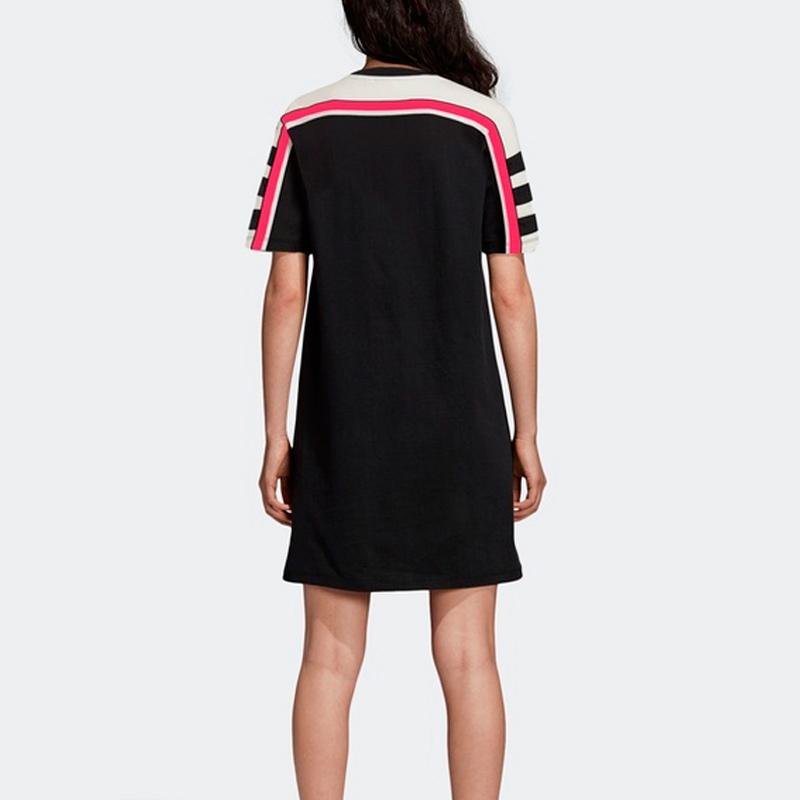 Adidas Originals Sports Lifestyle Series Casual Breathable Short Sleeve Dress Women Dresses Black DH4190