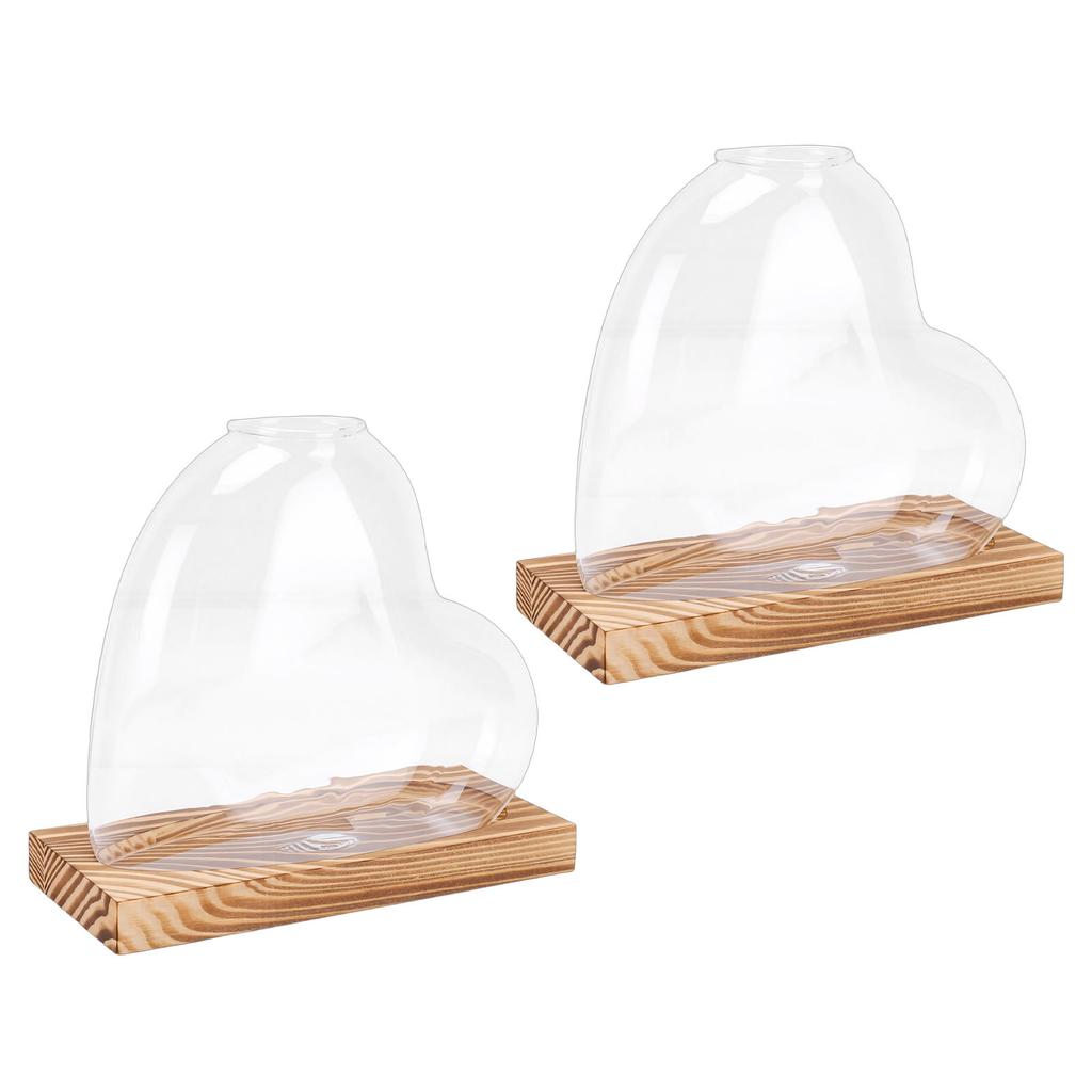 2PCS Propagation Vases Heart Shaped Glass Desktop Planter Plant Propagation Station for Small Hydroponic Plants Home
