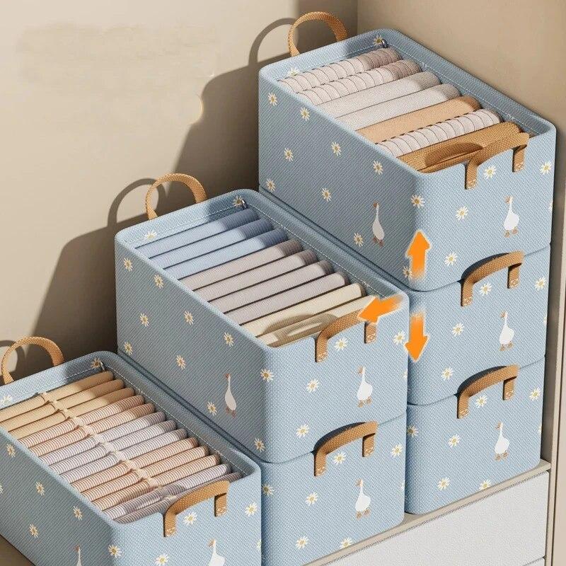 Clothes Storage Box Household Wardrobe Organizer Jeans Divider Storage Box Foldable Storage Basket Underwear Socks Artifact Box