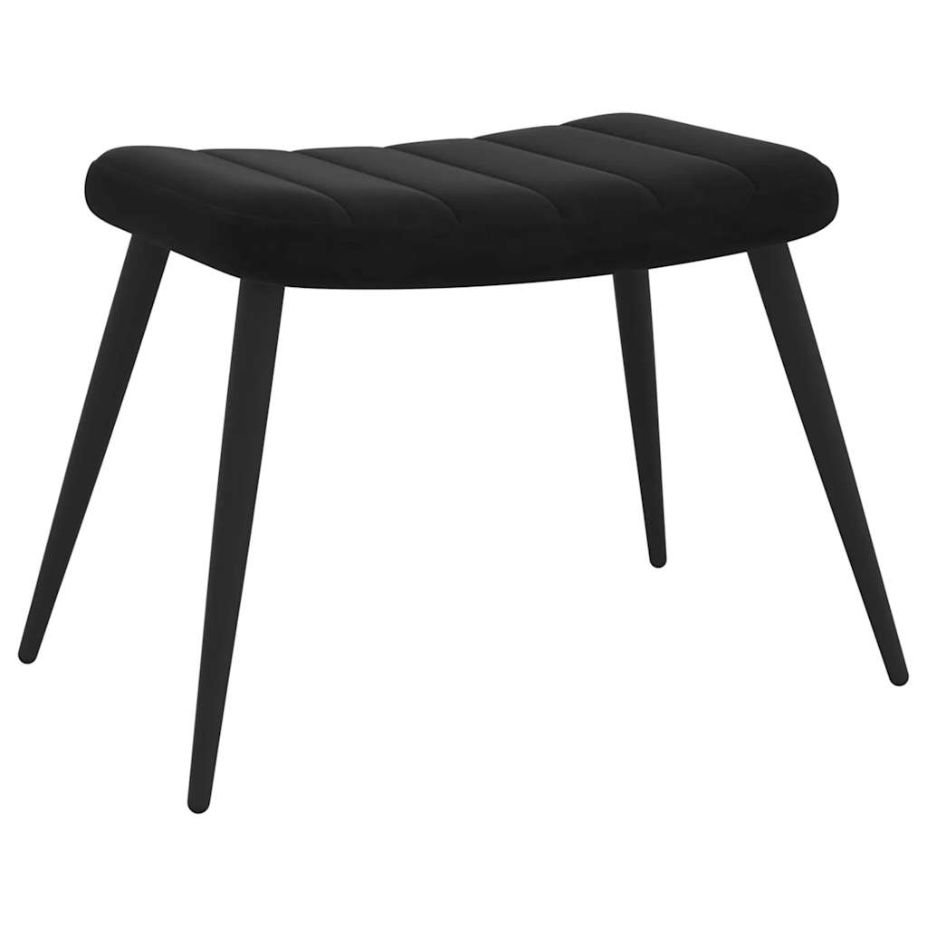 Vidaxl Armchair with Footstool, Black, Upholstered In Velvet