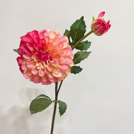 Artificial Chrysanthemum Ball Flowers with 1 Head Bloom And 1 Bud Fake Mums Hydrangea Bouquet for DIY Bridal Wedding Bouquet Home Garden Party Office
