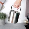 Steel Thermal Ice Cube Bucket Thermos Ice Container + Tongs