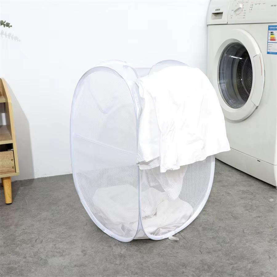 Popup Mesh Laundry Basket Hamper Collapsible And Portable Clothes Washing With Reinforced Carry Handle College Dorm Home Travel