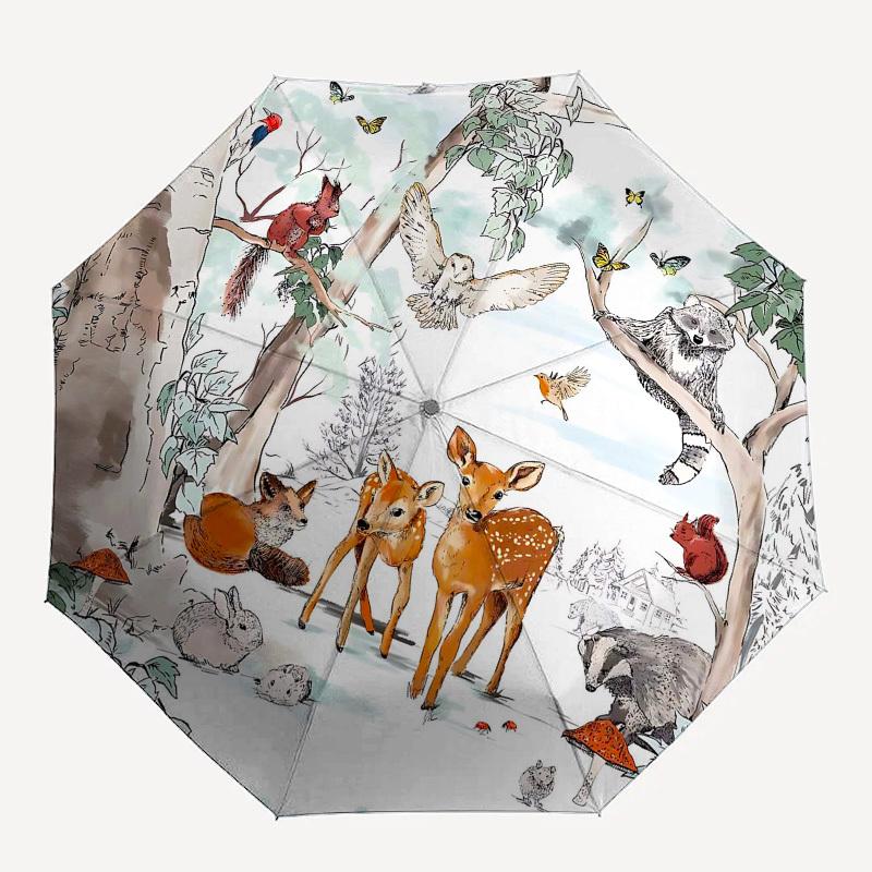 

1PC forest animals Umbrella-8-Rib Reinforced Portable Folding Travel Suitable for All Seasons Outdoor Daily -Z0466