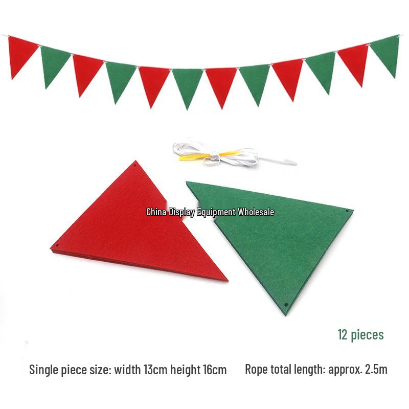 Triangle Flag Bunting for Kindergarten Decoration - Children's Room & Birthday Party Decor with Girlish Heart Design