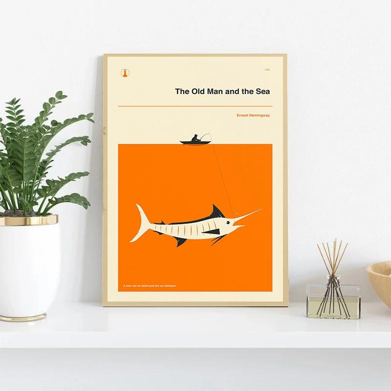 Classic Book Cover Moby-Dick Alice in Wonderland Minimalist Poster Print Canvas Painting Wall Art Pictures for Room Home Decor