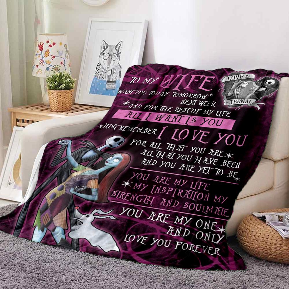 1Pc Love Eternal Nightmare Theme Blanket Soft And Comfortable Casual Warm Camping Travel Christmas Halloween Xmas Gift M924543