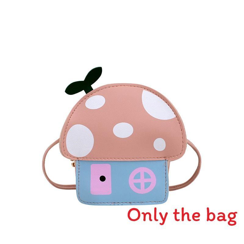 

House Cute Mushroom Shaped Cartoon Pattern Leather Children Shoulder Bag розовый