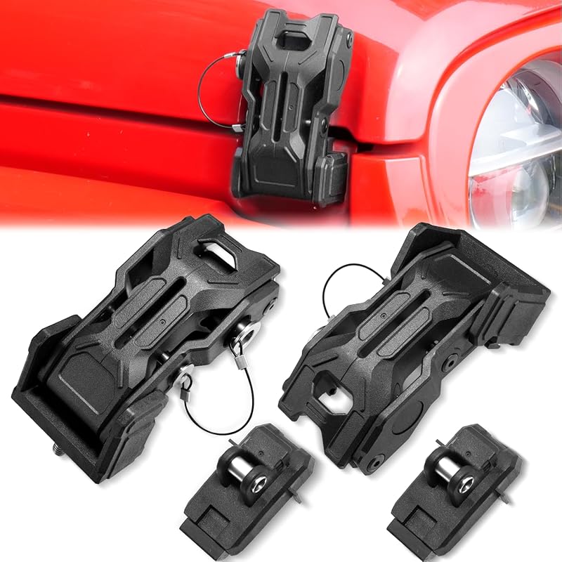 Upgraded Jeep Hood Latches With Keys, Hood Latch For 2018-2025 Jeep Wrangler JL JLU 4XE Jeep Gladiator JT, Anti-Theft Hood Lock Catch Latches
