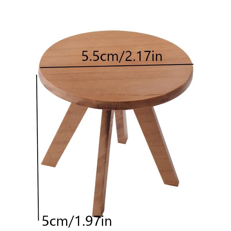 1/12 Dollhouse Simulation Mini Round Tea Coffee Table Model Dollhouse Wooden Furniture Decoration Dolls House Pretend Play Toys