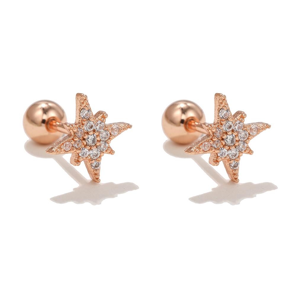 New Design Stainless Steel Cubic Zirconia Chain Stud Earrings For Women Star Moon Cartilage Earring Piercing Jewelry