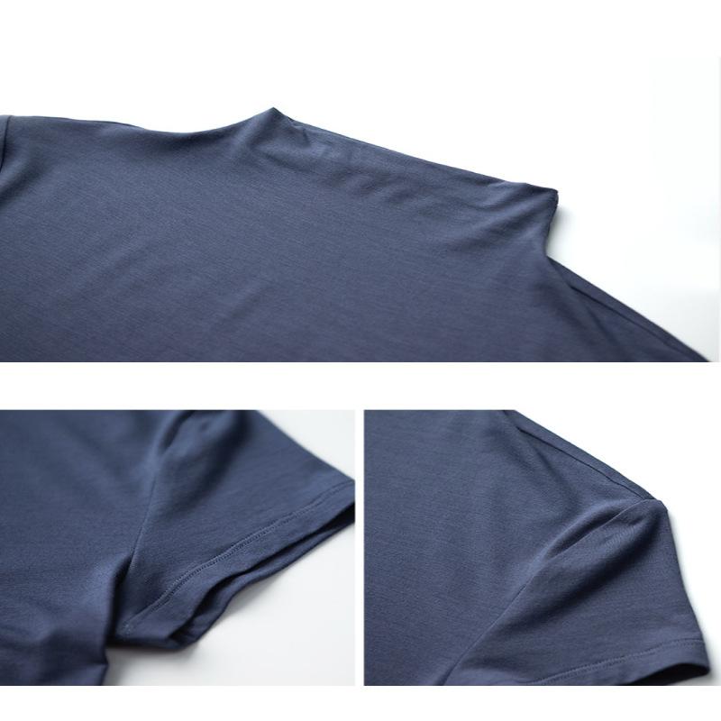 CANVAUS Women'S Summer New Half-High Collar Modal Short-Sleeved Slim T-Shirt