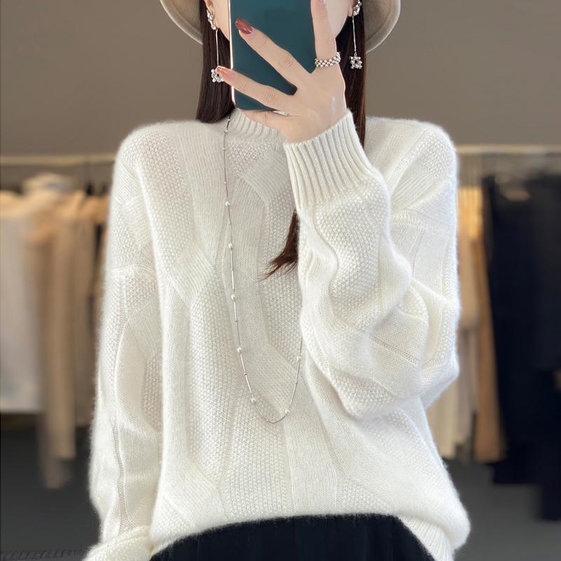Women Sweater 100% Wool MODERN NEW SAGA Turtleneck Knit Pullover Thick Winter Jumpers Female Knit Tops
