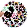 50 KUSOV Nálepky Čierna Mačka Vtipné Kreslené Mačacie Meme Nálepky Kawaii Čiernobiela Sada Nálepiek na Fľaše s Vodou Notebook Batožinu