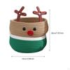 Christmas Basket with Reindeer Motif, Braided, Storage Box, Organizer, Decorative