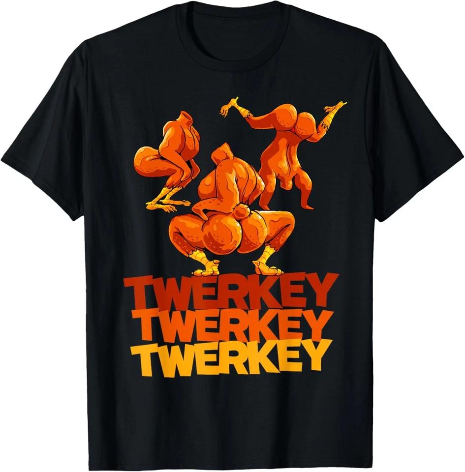Twerkey Twerking Turkey Funny Thanksgiving Twerk Turkey T-Shirt 2XL