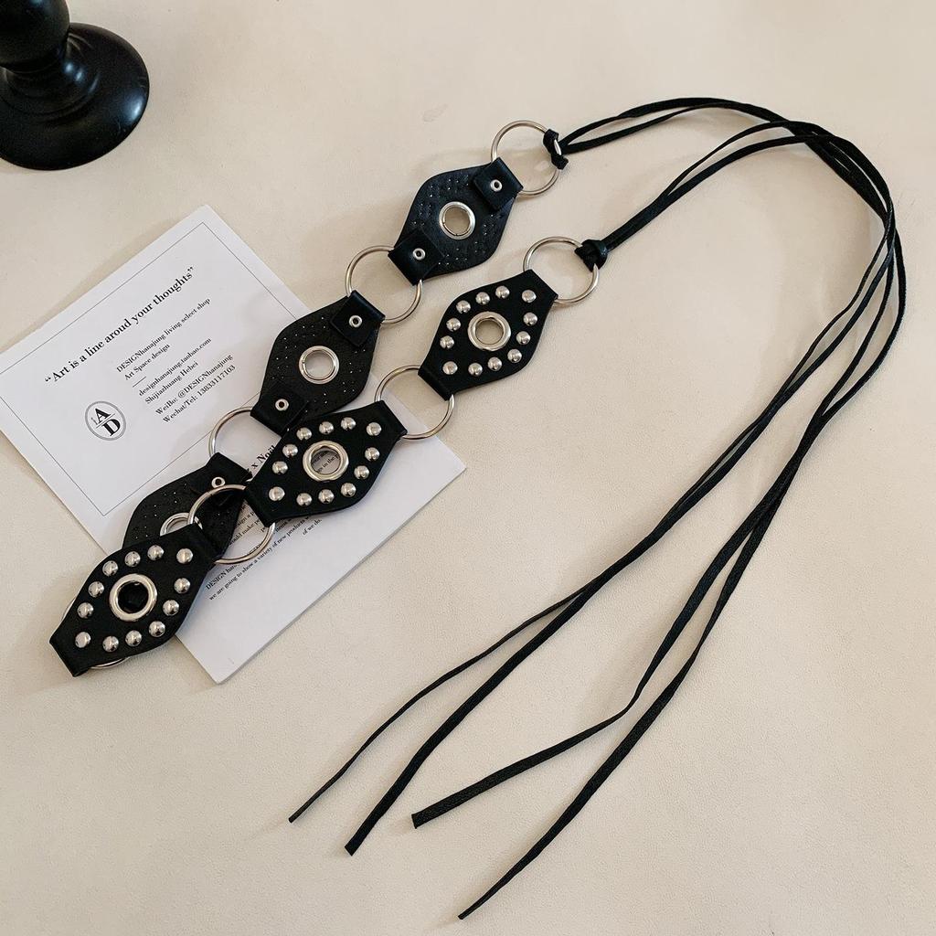 Korean Silk Scarf with Wooden Beads: Trendy, Versatile Waist Chain & Belt for Women