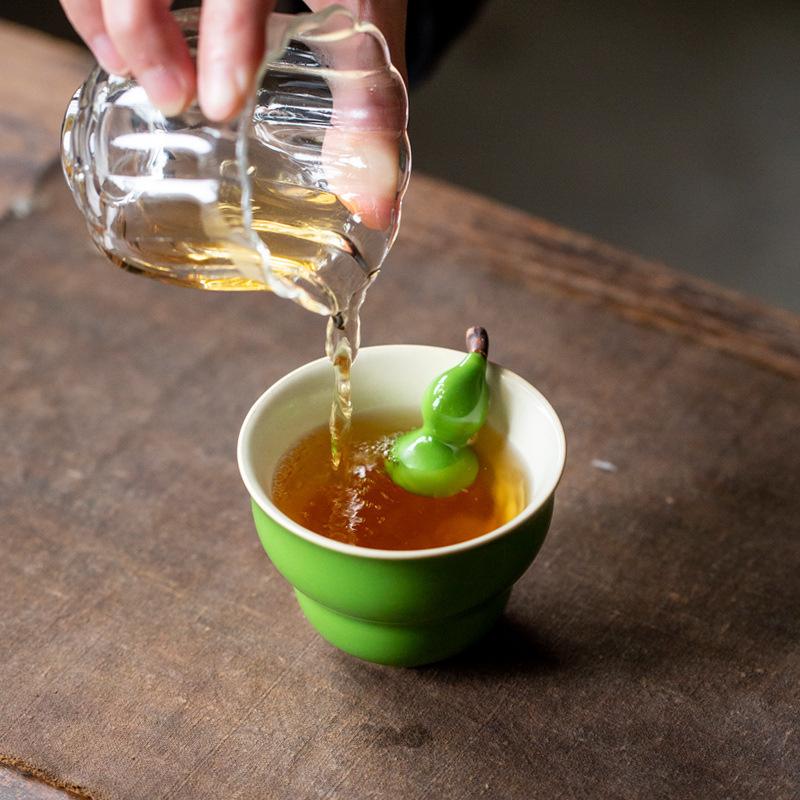 1PC Craft Gourd Teacup, Master Cup, Ceramic Kung Fu Tea Set, Household Personal Cup, Tea Cup, Tea Drinking Small Tea Bowl