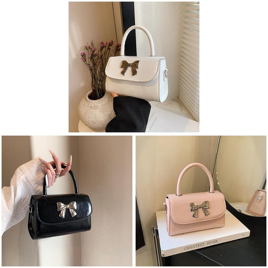 Minimalist Pu Mini Shoulder Bag With Butterfly Knot Design For Casual Daily Use