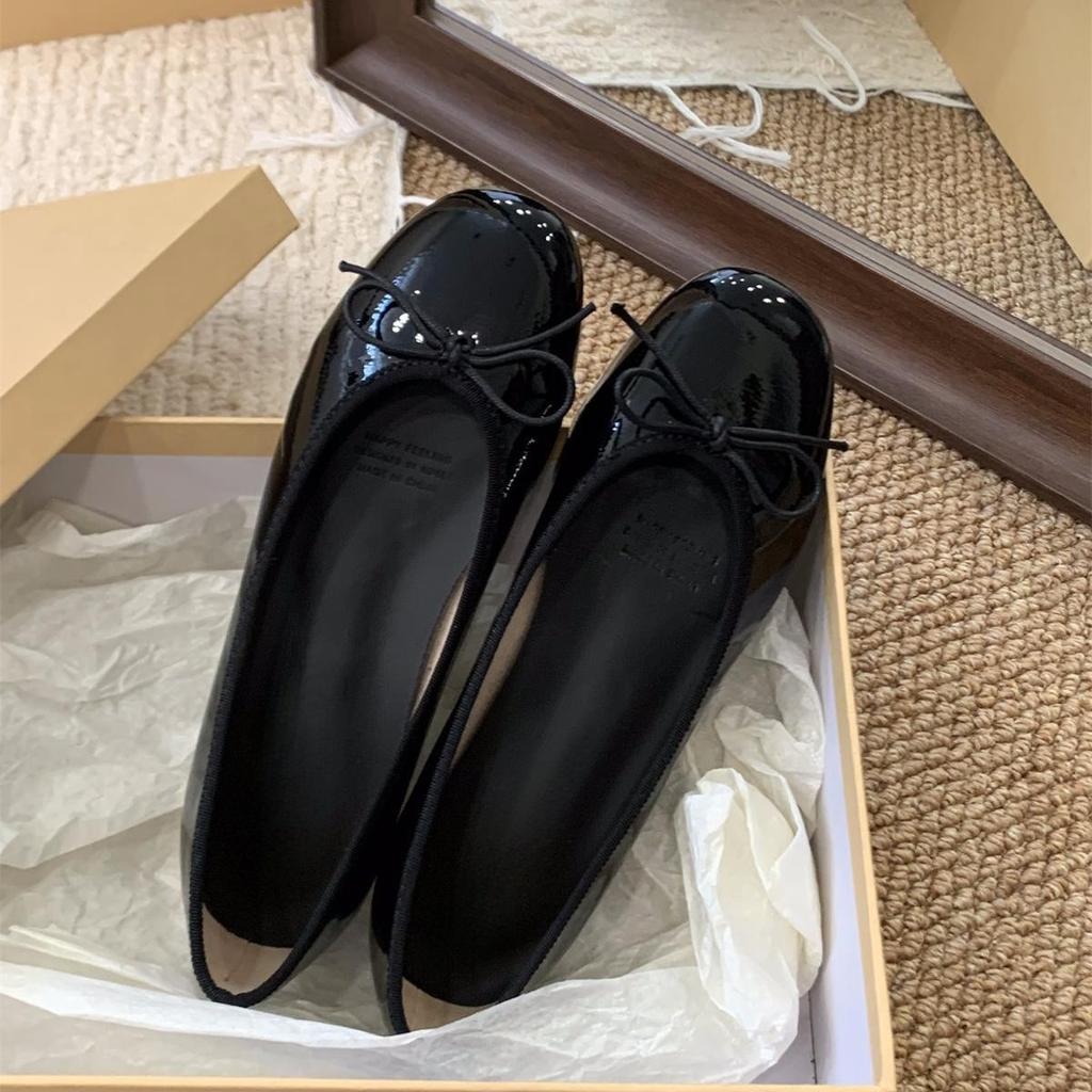 Flat-bottomed French Small Red Single Shoes Women's Shoes 2025 Spring Bow Soft Sole with Skirt Ballet Evening Shoes