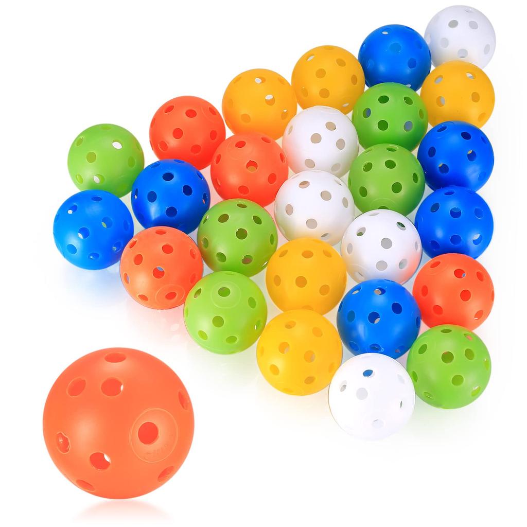 28 Pcs Air Flow Hollow Golf Balls 42mm Plastic Exercise Balls for Swing Practice Driving Range Home Outdoor Games Suitable