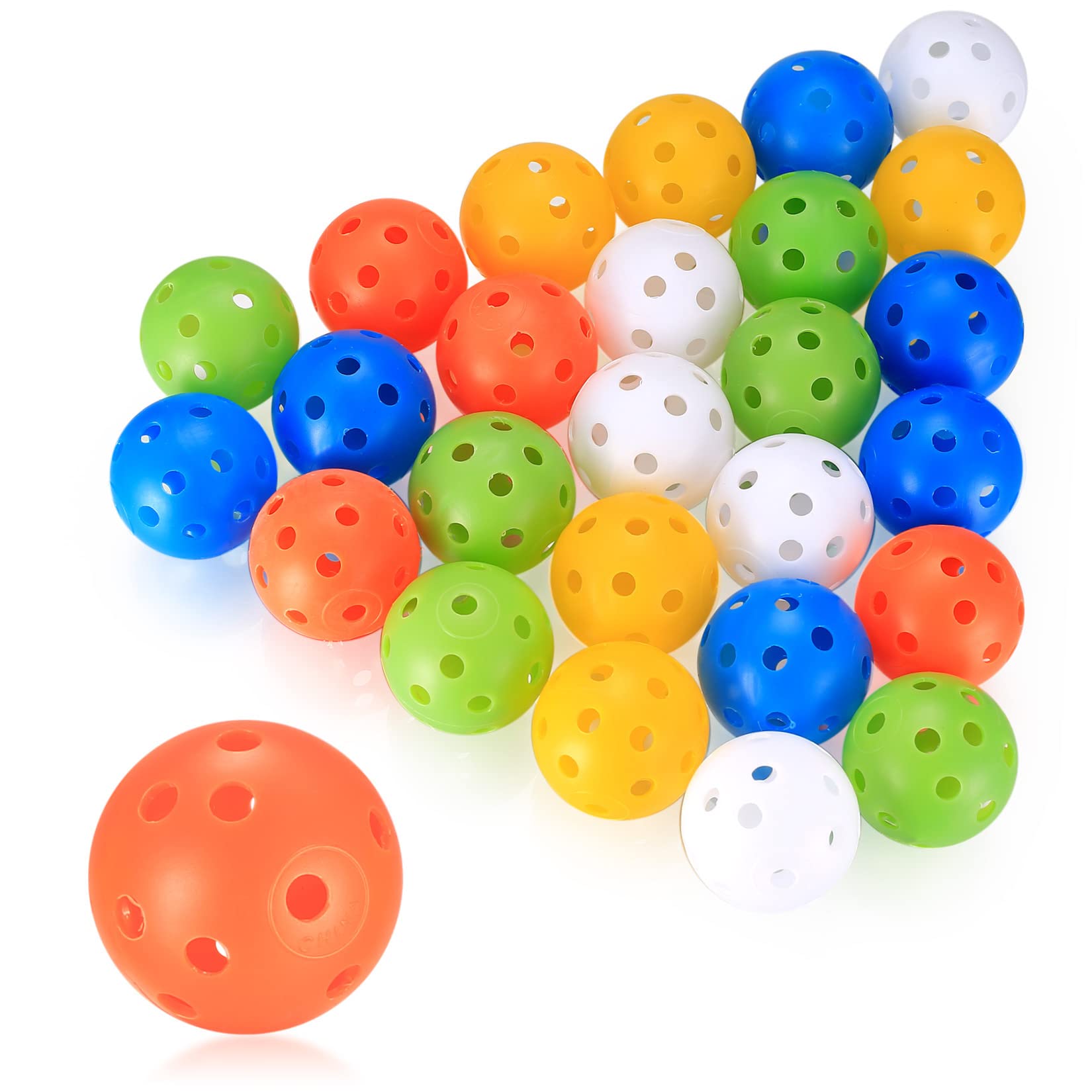 

28 Pcs Air Flow Hollow Golf Balls 42mm Plastic Exercise Balls for Swing Practice Driving Range Home Outdoor Games Suitable