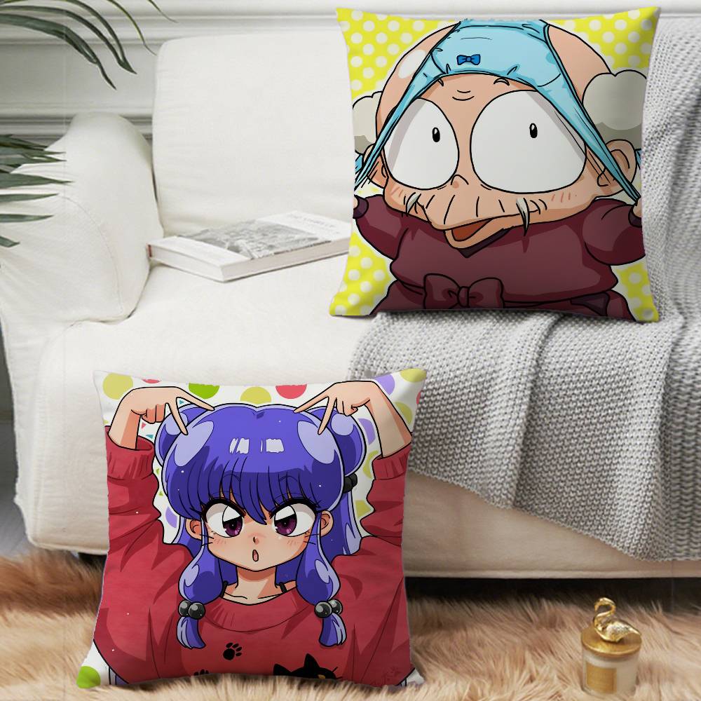 Poszewka na poduszkę z postacią P-chan z kreskówki Ranma Dekoracyjna poduszka na sofę do domu Dwustronny nadruk Krótki plusz Poszewka na poduszkę Prezent świąteczny