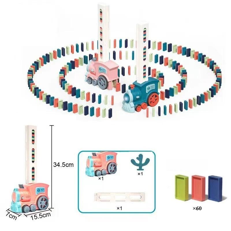 Kinder Domino Puzzle Bausteine mit Automatischem Kleinen Zug Ketten Domino Kettenreaktion Baukasten