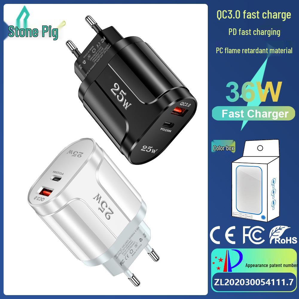 QC3.0+PD 25W High-Power Fast Charger with EU, US, UK Plug Options