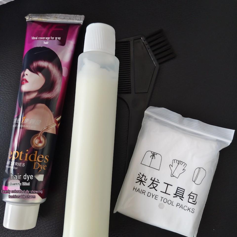 Han Fei Peptide Hydrating Ammonia-Free Dye - Vibrant Color, Long-Lasting Fragrance, Plant-Based Gray Coverage, Soft Finish, Black Tea, 120ml.