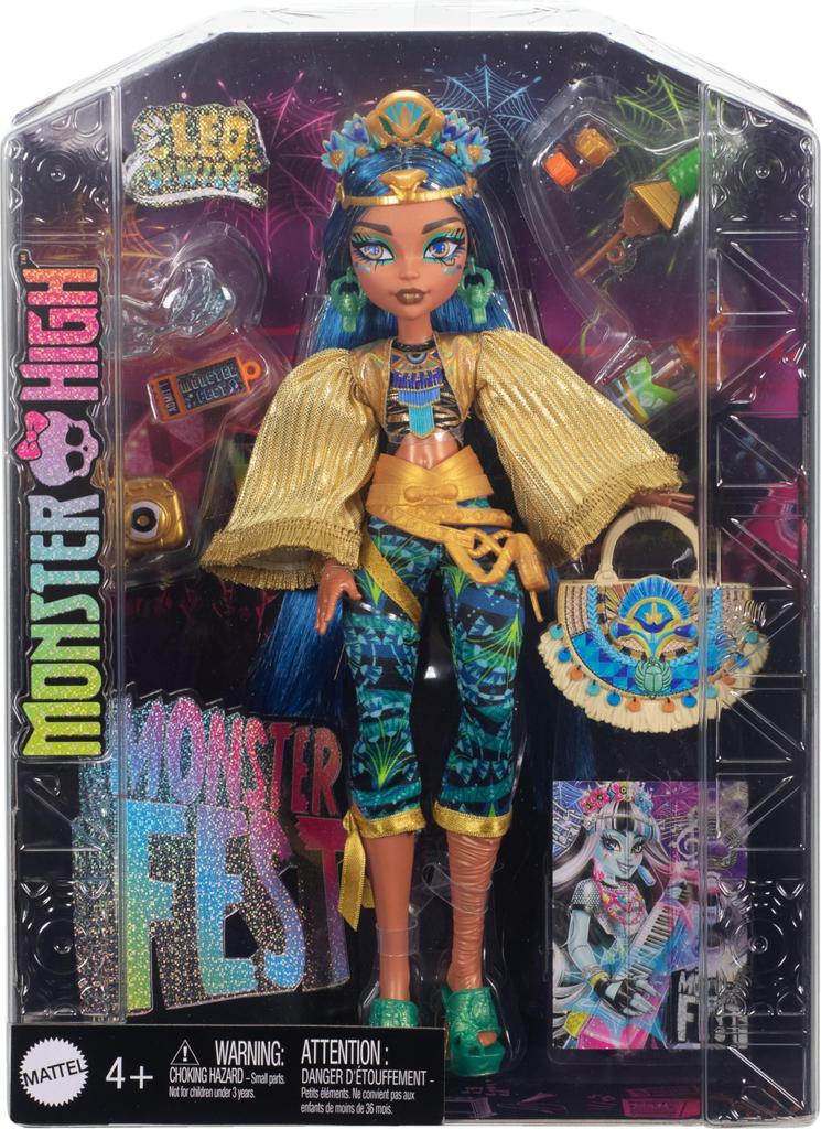 Monster High Monster Fest Cleo De Glam Outfits Band Statement Bags and Dolls, Nile, & Festival-themed Accessories, Snacks, Posters, More.